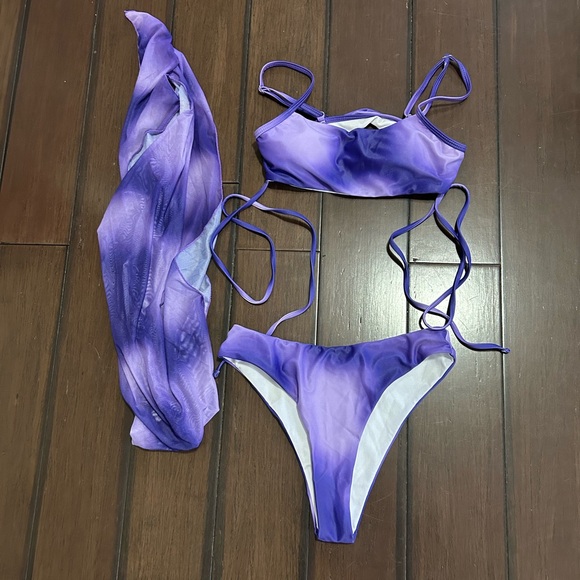 SHEIN Purple Ombre 3-Piece Bikini Set – Size S - Picture 2 of 4
